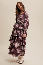 Red Bean Floral Tiered Maxi Dress