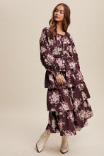 Red Bean Floral Tiered Maxi Dress