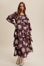 Red Bean Floral Tiered Maxi Dress