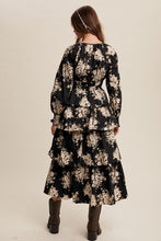 Black Floral Tiered Maxi Dress