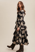 Black Floral Tiered Maxi Dress