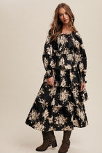 Black Floral Tiered Maxi Dress