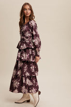 Red Bean Floral Tiered Maxi Dress