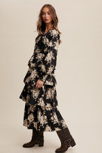 Black Floral Tiered Maxi Dress
