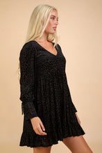 Black Leopard Velvet Ruffled Holiday Mini Dress