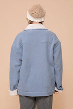 Blue Cozy Corduroy Oversized Jacket With Sherpa Detail