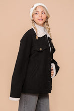 Black Cozy Corduroy Oversized Jacket With Sherpa Detail