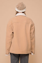 Taupe Cozy Corduroy Oversized Jacket With Sherpa Detail