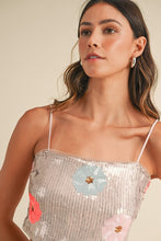Blush Floral Sequin Crop Top And Mini Skirt Set