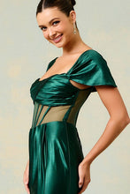 Hunter Green Off Shoulder Twist Pleat Illusion Top Sheath Dress