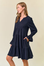 Dk.Grey Cuff Puff Long Sleeve Tiered Mini Dress