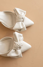 White The Jane - Pointed Toe Bow Accent Kitten Heels