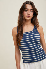 Navy/Shell Striped Ribbed Relaxed Crop Tank