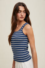 Navy/Shell Striped Ribbed Relaxed Crop Tank
