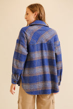 Blue/Taupe Fall Vibes Plaid Print Shacket