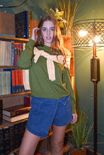 Medium Denim High Waisted Knit Denim Skort With Pockets