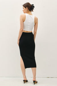 Black Bodycon Midi Sweater Skirt