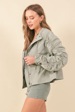 Moss Cinched Sleeve Lightweight Hooded Jacket