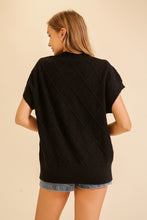 Black Embroidered Flower Sweater Top