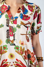 Brown Multi Peter Pan Collar Button Down Mini Dress