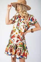 Brown Multi Peter Pan Collar Button Down Mini Dress