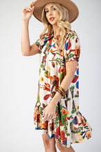 Brown Multi Peter Pan Collar Button Down Mini Dress