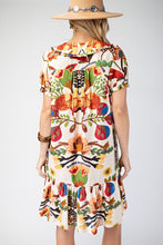 Brown Multi Peter Pan Collar Button Down Mini Dress