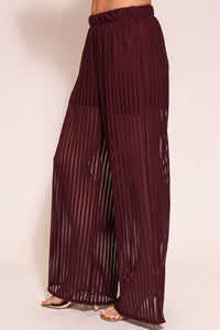 Burgundy Set-Vacay Poly Lace Pants