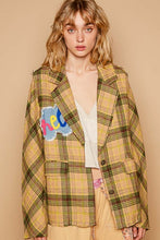 Patch Detail Plaid Print Woven Jacket