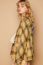 Patch Detail Plaid Print Woven Jacket