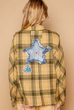 Patch Detail Plaid Print Woven Jacket