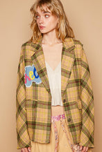 Patch Detail Plaid Print Woven Jacket
