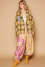 Patch Detail Plaid Print Woven Jacket