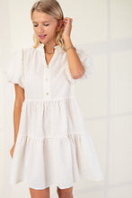 Ivory Seersucker Puff Sleeve Mini Dress