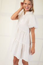 Ivory Seersucker Puff Sleeve Mini Dress