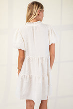 Ivory Seersucker Puff Sleeve Mini Dress