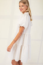 Ivory Seersucker Puff Sleeve Mini Dress
