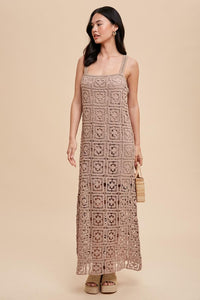 Mushroom Cotton Crochet Maxi Tank Dress
