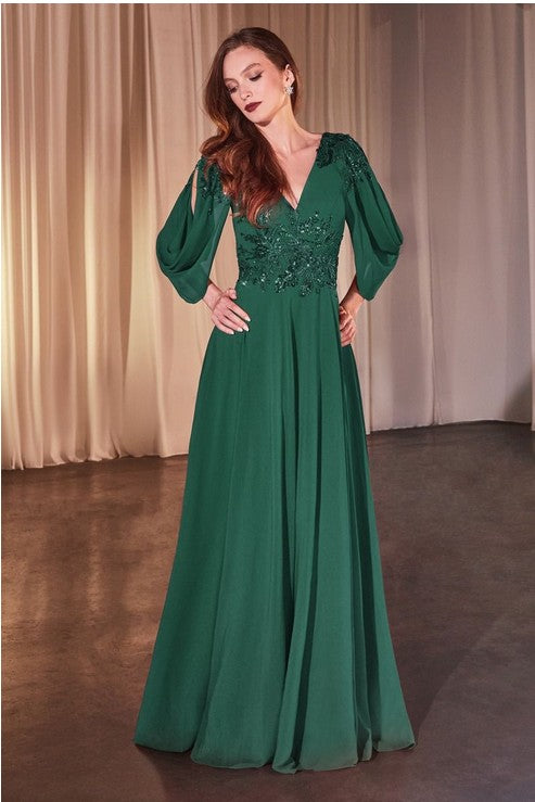 Emerald A-Liine Chiffon Modest Gown