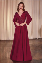 Burugndy A-Liine Chiffon Modest Gown