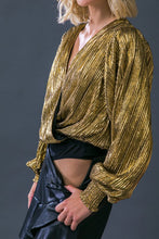 Gold Folied Plisse Bodysuit