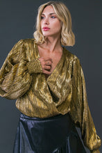 Gold Folied Plisse Bodysuit