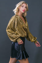 Gold Folied Plisse Bodysuit
