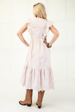 Butter Gingham Print With Floral Embroidery Midi Dress