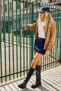 Camel Suede Blouson Jacket
