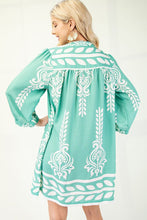 Emerald Printed 3/4 Sleeve Dress With Tassel Tie
