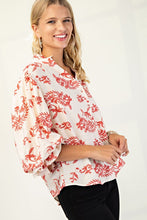Raspberry Botton Down Blouse With 3/4 Length Balloon Sleeves