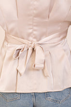 Champagne Shiny Blouse With Fabric Belt