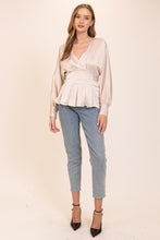 Champagne Shiny Blouse With Fabric Belt