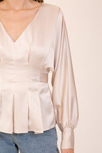 Champagne Shiny Blouse With Fabric Belt